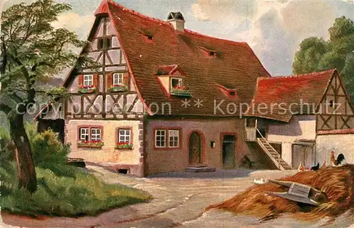 AK / Ansichtskarte Franken Oberfranken Kuenstlerkarte Fraenkisches Bauernhaus Kat. Weissenstadt