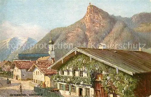 AK / Ansichtskarte Oberammergau Dorfpartie Kuenstlerkarte Kat. Oberammergau