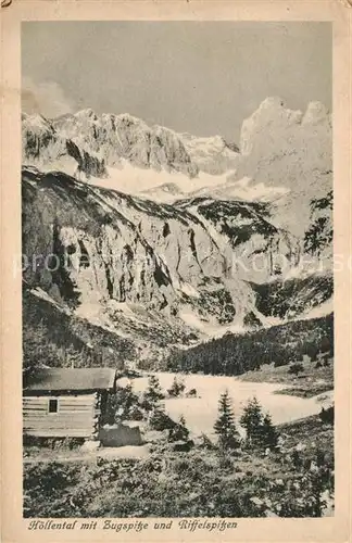 AK / Ansichtskarte Zugspitze Hoellental mit Riffelspitzen Kat. Garmisch Partenkirchen