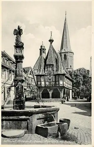 AK / Ansichtskarte Michelstadt Marktplatz mit Rathaus Brunnen Kat. Michelstadt