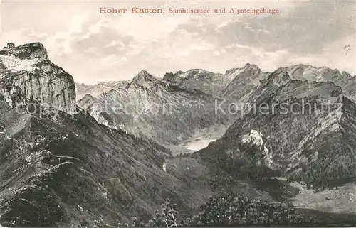 AK / Ansichtskarte Hoher Kasten Saembtisersee und Alpsteingebirge Gebirgspanorama Kat. Appenzeller Alpen