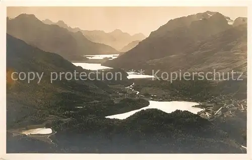 AK / Ansichtskarte Muottas Muragl Blick gegen die Engadinerseen Alpenpanorama Fliegeraufnahme Kat. Muottas Muragl