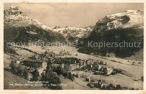 AK / Ansichtskarte Engelberg OW Panorama mit Hahnen Spannoerter und Titlis Urner Alpen Kat. Engelberg