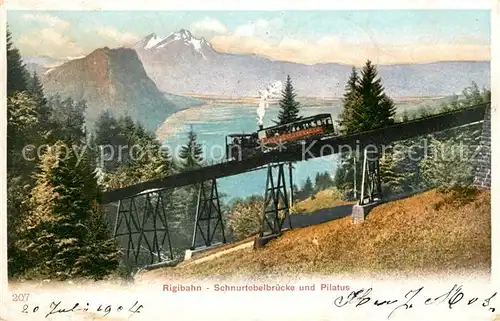 AK / Ansichtskarte Rigi Kulm Rigibahn Schnurtobelbruecke und Pilatus Kat. Rigi Kulm