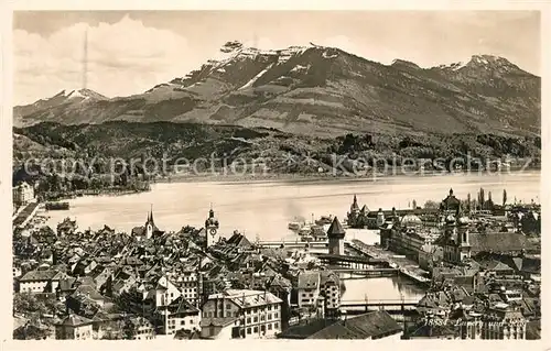 AK / Ansichtskarte Luzern LU Panorama Vierwaldstaettersee mit Rigi Fliegeraufnahme Kat. Luzern