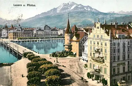 AK / Ansichtskarte Luzern LU Stadtbild mit Blick zum Pilatus Kat. Luzern