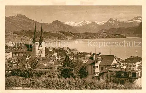 AK / Ansichtskarte Luzern LU Panorama Vierwaldstaettersee und die Alpen Kat. Luzern