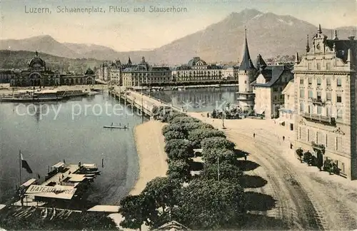 AK / Ansichtskarte Luzern LU Schwanenplatz Vierwaldstaettersee Pilatus und Stauserhorn Kat. Luzern