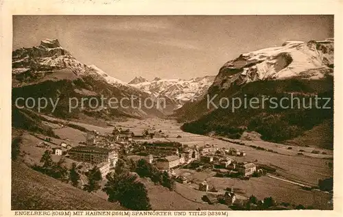 AK / Ansichtskarte Engelberg OW Panorama mit Hahnen Spannoerter und Titlis Urner Alpen Kat. Engelberg