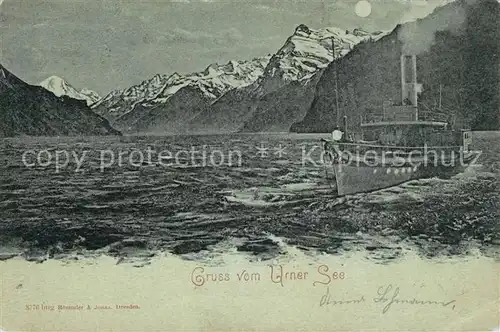 AK / Ansichtskarte Sisikon Dampfer auf dem Urner See Alpen im Mondschein Kat. Sisikon