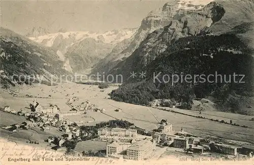 AK / Ansichtskarte Engelberg OW Panorama mit Titlis und Spannoerter Urner Alpen Kat. Engelberg
