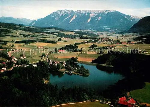 AK / Ansichtskarte Anger Chiemgau Hoeglwoerther See Kloster Untersberg Flugaufnahme