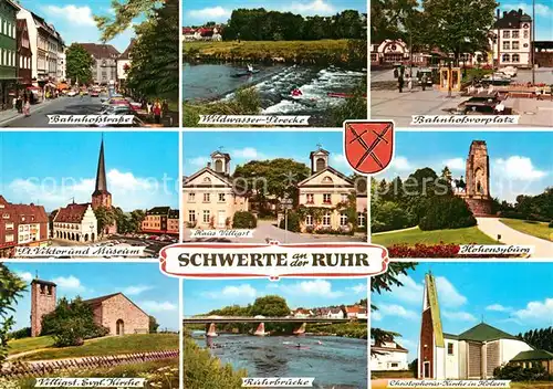 AK / Ansichtskarte Schwerte Ruhrbruecke Bahnhofvorplatz Sankt Viktor Kat. Schwerte
