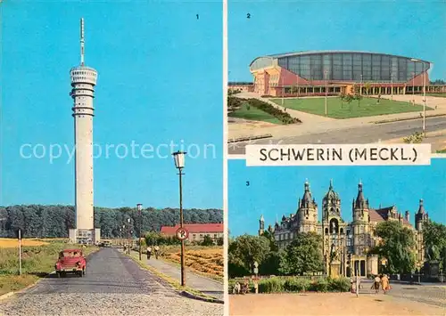 AK / Ansichtskarte Schwerin Mecklenburg Fernsehturm Schloss Sporthalle Kat. Schwerin