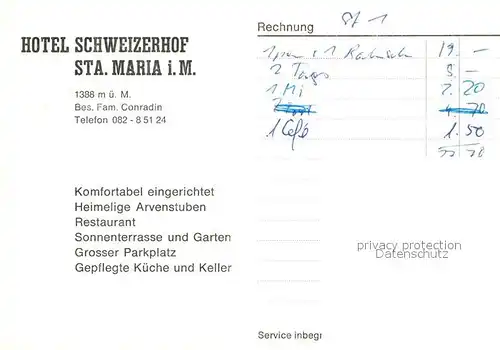 AK / Ansichtskarte Sta Maria Muestair Hotel Schweizerhof Kat. Sta Maria Muestair