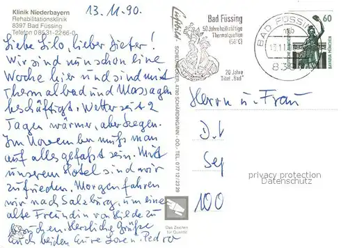 AK / Ansichtskarte Bad Fuessing Fliegeraufnahme Klinik Niederbayern Kat. Bad Fuessing