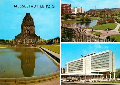 AK / Ansichtskarte Leipzig Voelkerschlachtdenkmal Schwanenteich Hauptbahnhof Interhotel Stadt Leipzig Kat. Leipzig