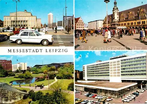 AK / Ansichtskarte Leipzig Opernhaus Karl Marx Platz Altes Rathaus und Alte Waage am Markt Schwanenteich Interhotel Stadt Leipzig Kat. Leipzig