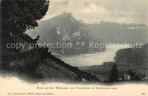 AK / Ansichtskarte Niederurnen Blick auf den Walensee vom Ferienheim Alpenpanorama Kat. Niederurnen