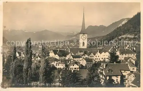 AK / Ansichtskarte Chur GR Stadtbild mit Pfarrkirche St Martin Alpen Kat. Chur