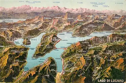 AK / Ansichtskarte Lago di Lugano Luganersee und Umgebung aus der Vogelperspektive Kat. Italien