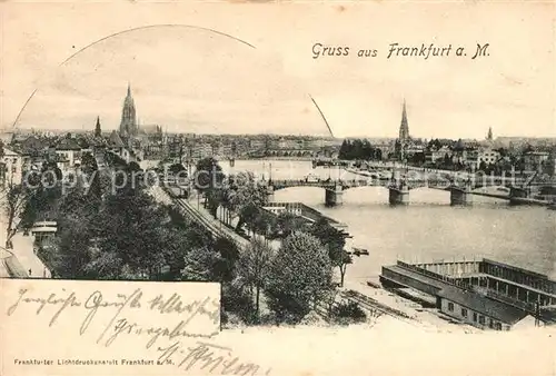 AK / Ansichtskarte Frankfurt Main Stadtpanorama mit Mainbruecken und Dom Kat. Frankfurt am Main