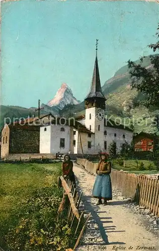 AK / Ansichtskarte Zermatt VS Eglise le Cervin Kirche mit Matterhorn Kat. Zermatt
