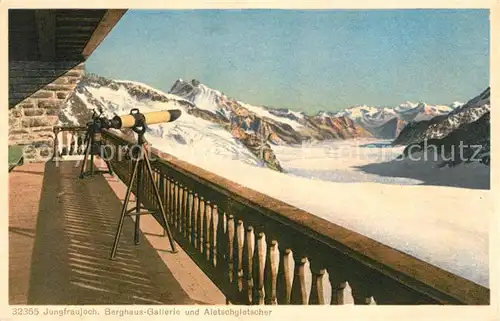 AK / Ansichtskarte Jungfraujoch Berghaus Gallerie und Aletschgletscher Berner Alpen Kat. Jungfrau