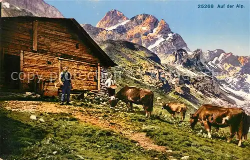 AK / Ansichtskarte Spluegen GR Auf der Alp Kuehe Bergbauern Alpen Kat. Spluegen