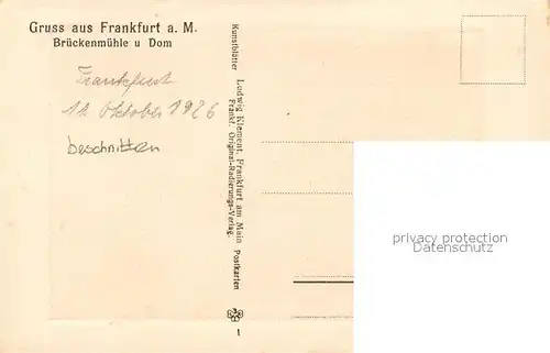 AK / Ansichtskarte Frankfurt Main Brueckenmuehle und Dom Radierung Kuenstlerkarte Kat. Frankfurt am Main