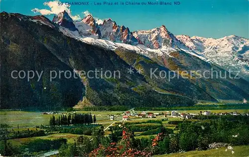 AK / Ansichtskarte Chamonix Les Praz et la Chaine du Mont Blanc Kat. Chamonix Mont Blanc