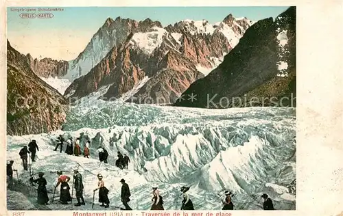 AK / Ansichtskarte Montanvert Traversee de la mer de glace Kat. Chamonix Mont Blanc