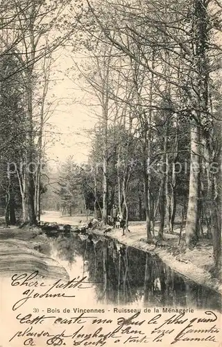 AK / Ansichtskarte Vincennes Bachlauf im Wald  Kat. Vincennes