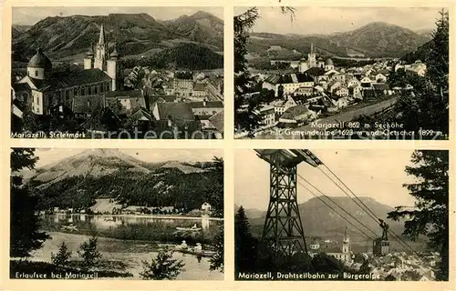 AK / Ansichtskarte Mariazell Steiermark Gemeindealpe Oetscher Erlaufsee Drahtseilbahn Buergeralpe Kat. Mariazell