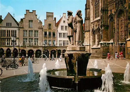 AK / Ansichtskarte Muenster Westfalen Lambertibrunnen am Kirchplatz mit Prinzipalmarkt Kat. Muenster