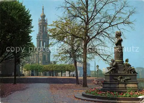 AK / Ansichtskarte Dresden Bruehlsche Terrasse mit Hofkirche Kat. Dresden Elbe