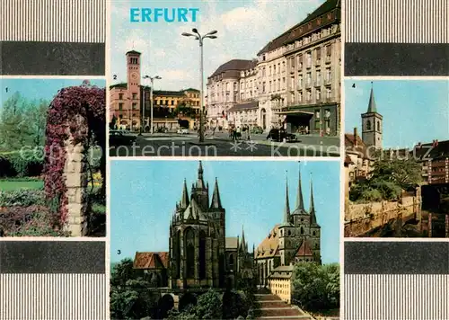 AK / Ansichtskarte Erfurt Stadtpark Bahnhofsplatz mit HO Hotel Erfurter Hof Dom und Severi Kraemerbruecke Kat. Erfurt