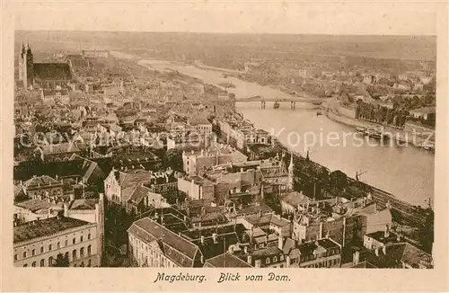 AK / Ansichtskarte Magdeburg Blick vom Dom auf Flusspartie Kat. Magdeburg