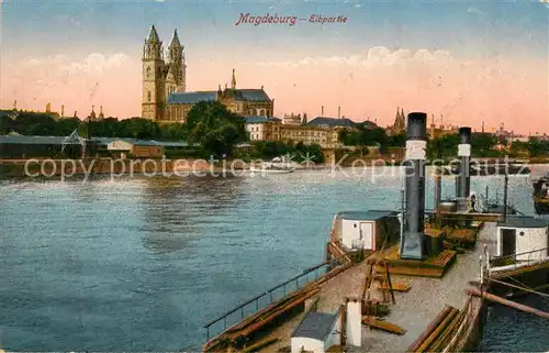 AK / Ansichtskarte Magdeburg Elpartie mit Dom Kat. Magdeburg