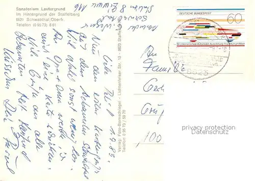 AK / Ansichtskarte Schwabthal Fliegeraufnahme Sanatorium Lautergrund Kat. Bad Staffelstein