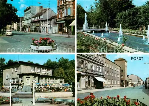 AK / Ansichtskarte Forst Lausitz Strasse des Friedens Rosengarten HOG im Rosengarten Berliner Strasse Kat. Forst Lausitz