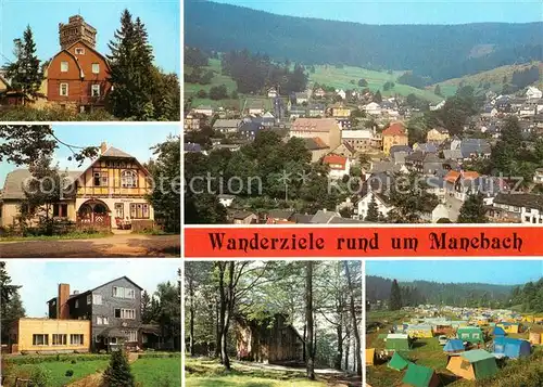 AK / Ansichtskarte Manebach Hohe Warte Waldgaststaette Moenchhof Ferienheim Schoeffenhaus Goethehaeuschen Campingplatz Meyersgrund  Kat. Ilmenau