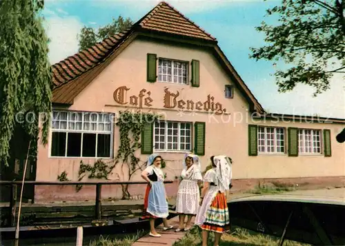 AK / Ansichtskarte Spreewald Cafe Venedig Trachtenmaedchen Kat. Luebbenau