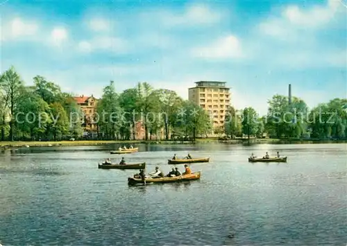 AK / Ansichtskarte Karl Marx Stadt Schlossteich mit Hochhaus Kat. Chemnitz