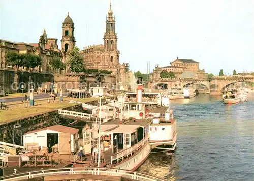 AK / Ansichtskarte Dresden Dampferanlegestelle Bruehlsche Terrasse Kat. Dresden Elbe