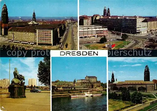 AK / Ansichtskarte Dresden Ernst Thaelmann Str Ecke Ring HOG am Zwinger Postplatz Rathaus HOG Italien Doerfchen Rathaus Kat. Dresden Elbe