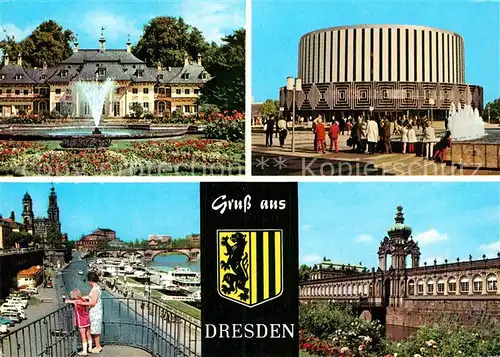 AK / Ansichtskarte Dresden Schloss Pillnitz Filmtheater Prager Str Bruehlsche Terrasse Zwinger Kronentor Kat. Dresden Elbe