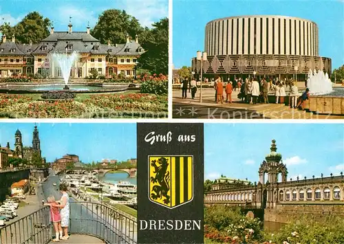 AK / Ansichtskarte Dresden Schloss Pillnitz Bergpalais Filmtheater Prager Strasse Bruehlsche Terrasse Zwinger Kronentor Kat. Dresden Elbe