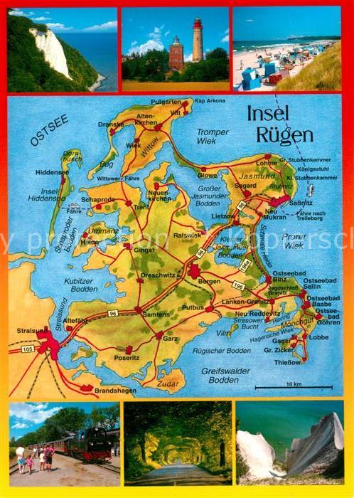 Insel Ruegen uebersichtskarte Sehenswuerdigkeiten Kat. Bergen Nr ...