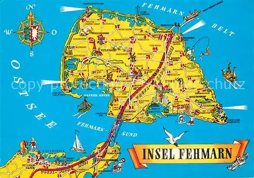 AK / Ansichtskarte Insel Fehmarn Inselkarte Kat. Fehmarn